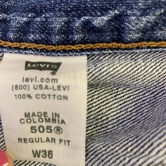 LEVIS 505 Shorts Mens W36 Denim Regular‎ Fit Distressed Cotton Med Wash Blue - Picture 5 of 9